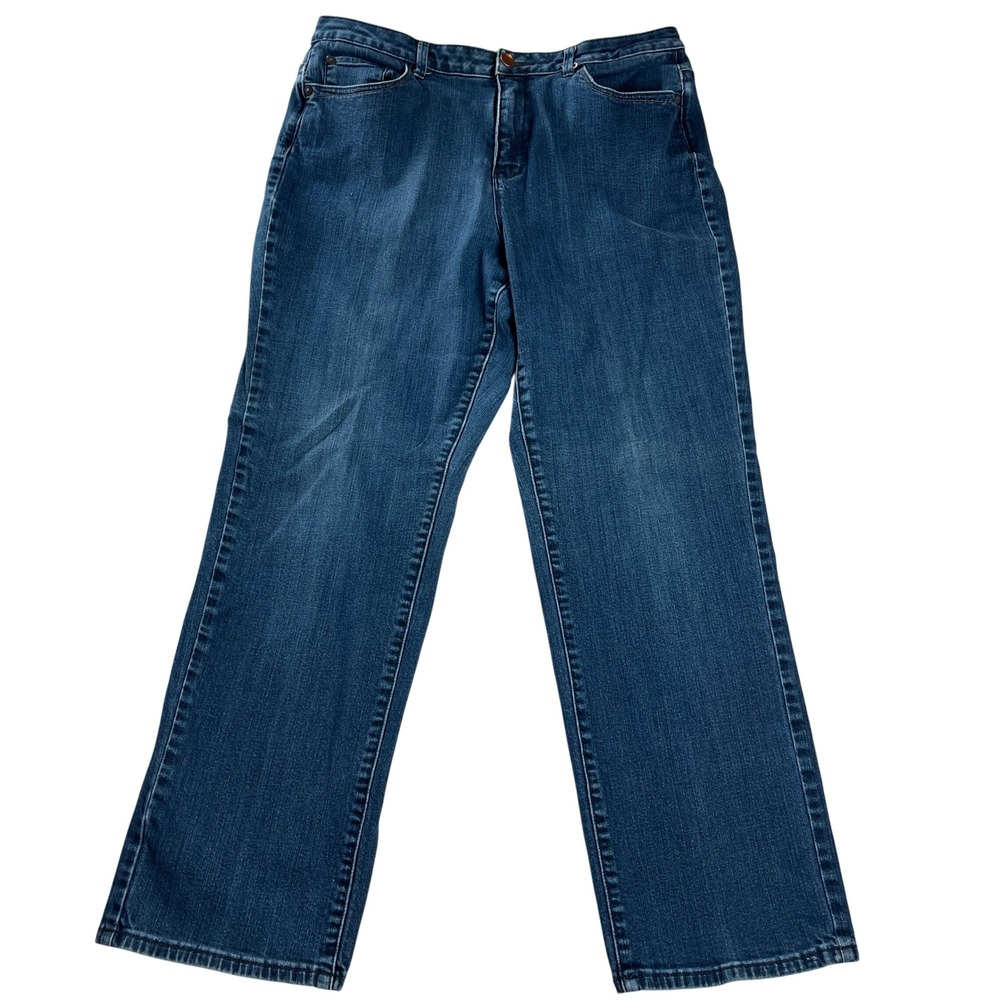 Coldwater Creek Straight Leg Jeans Medium Wash Classic Stretch Denim Size 16